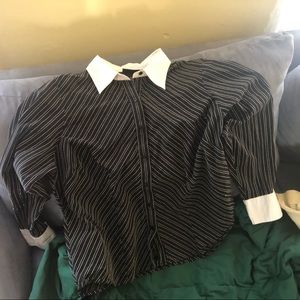 Lane Bryant black with white stripping blouse